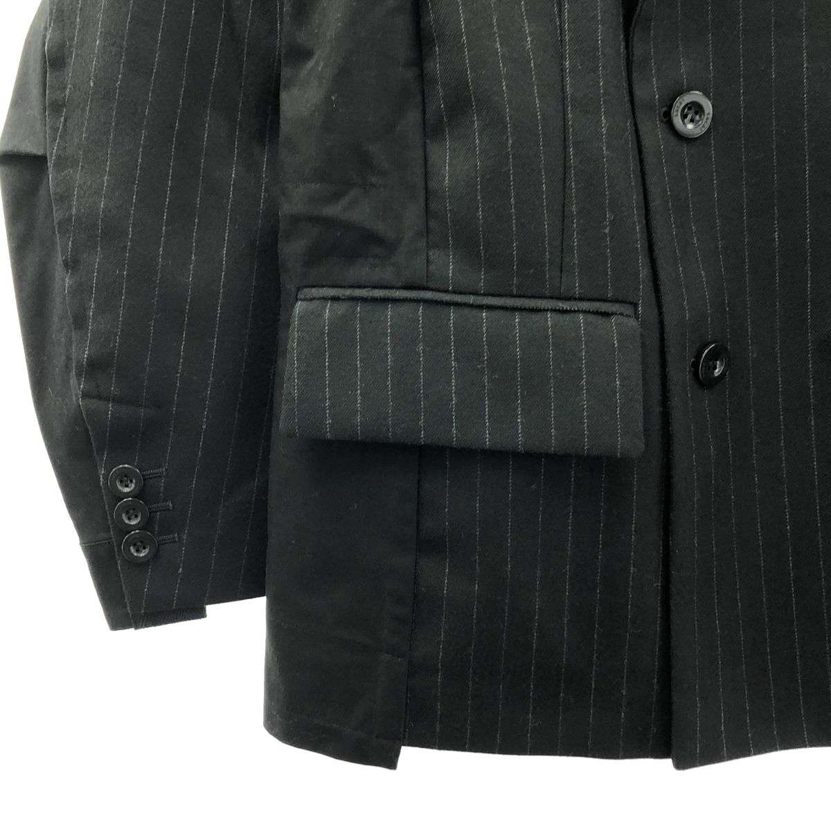 sacai / サカイ | 2024AW | Chalk Stripe x Rip Stop Jacket チョーク ストライプ 切替 リップストップ テーラード ジャケット | 1 | ブラック | メンズ sacai / サカイ | 2024AW | Chalk Stripe x Rip Stop Jacket チョーク