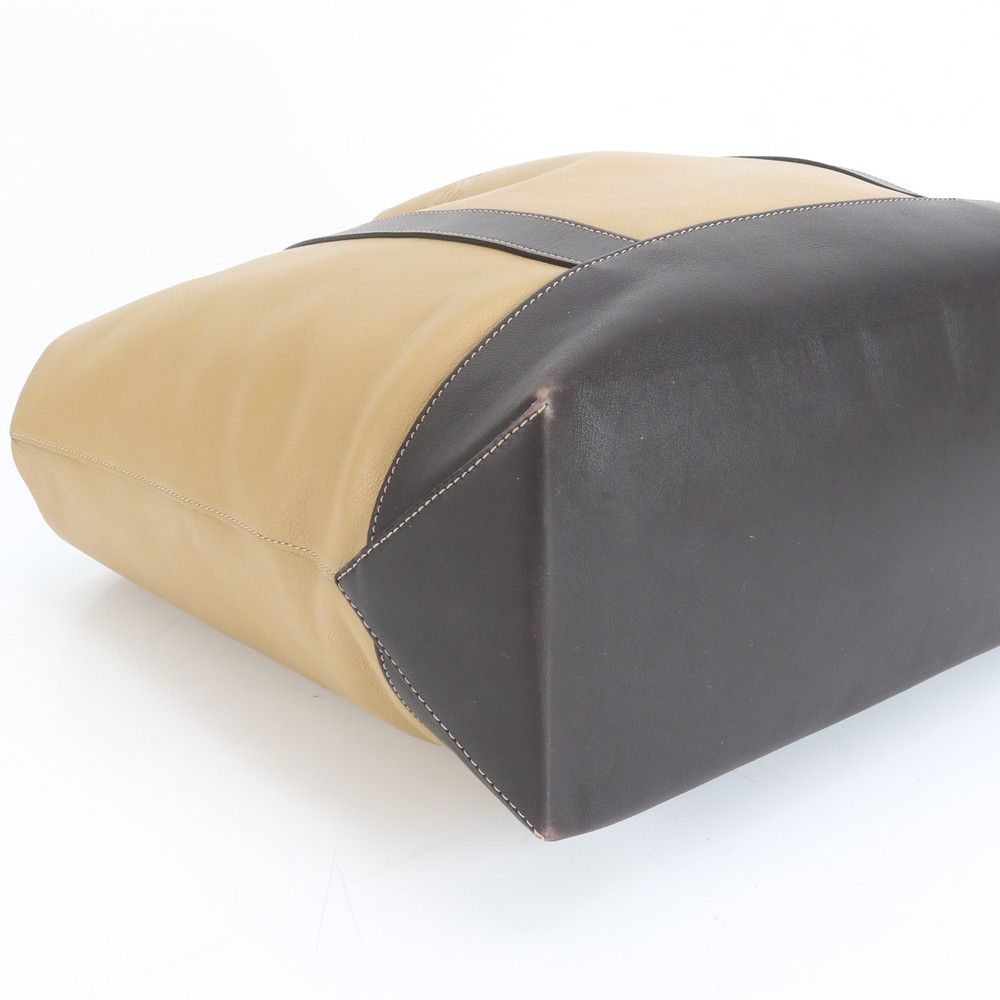 美品 ロエベ アナグラム ベージュ レザー トート バッグ ショルダー