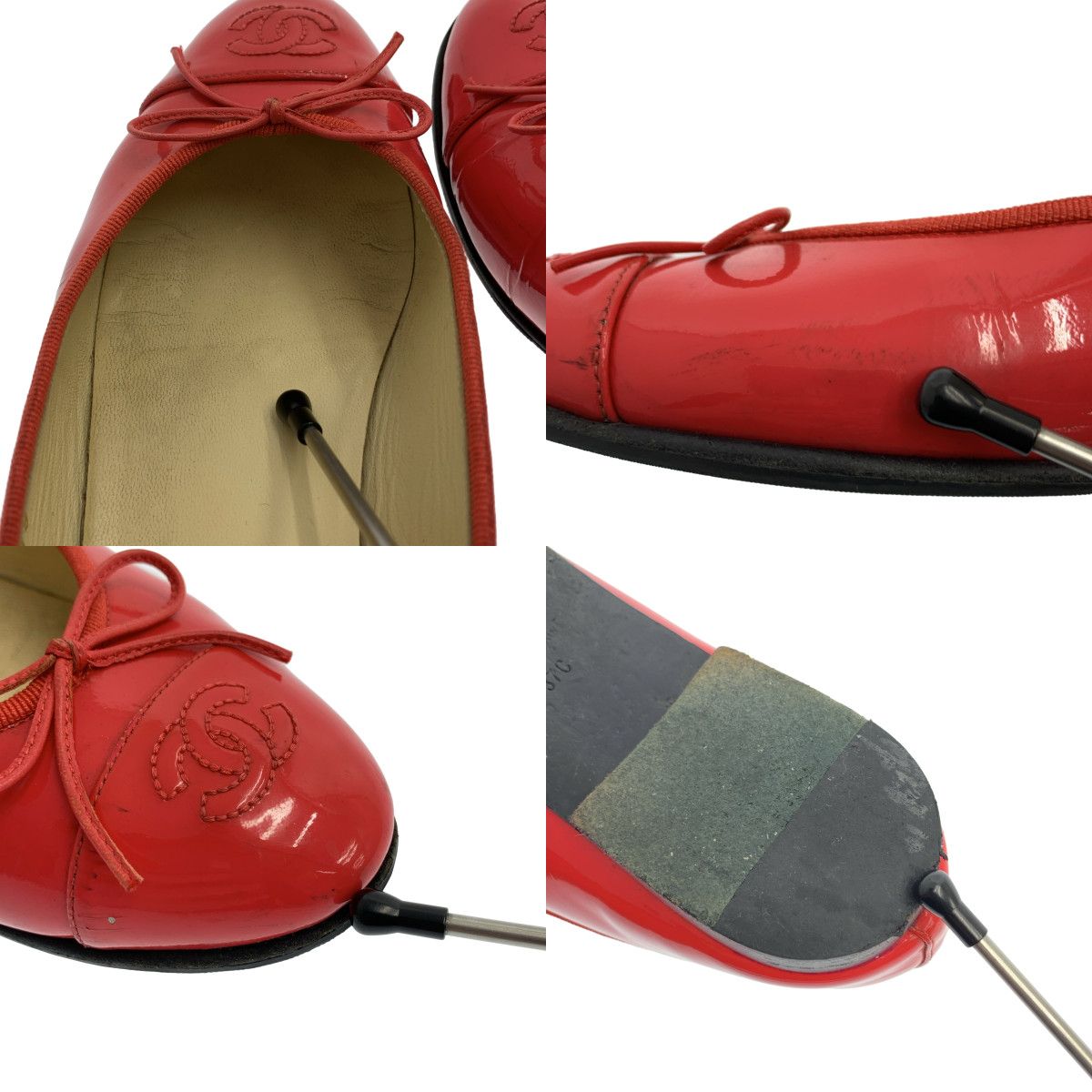 CHANEL シャネル☆フラットシューズ 37 1/2 バレエ ココマーク CHANEL / シャネル | パテントレザー ココマーク バレリーナ フラット