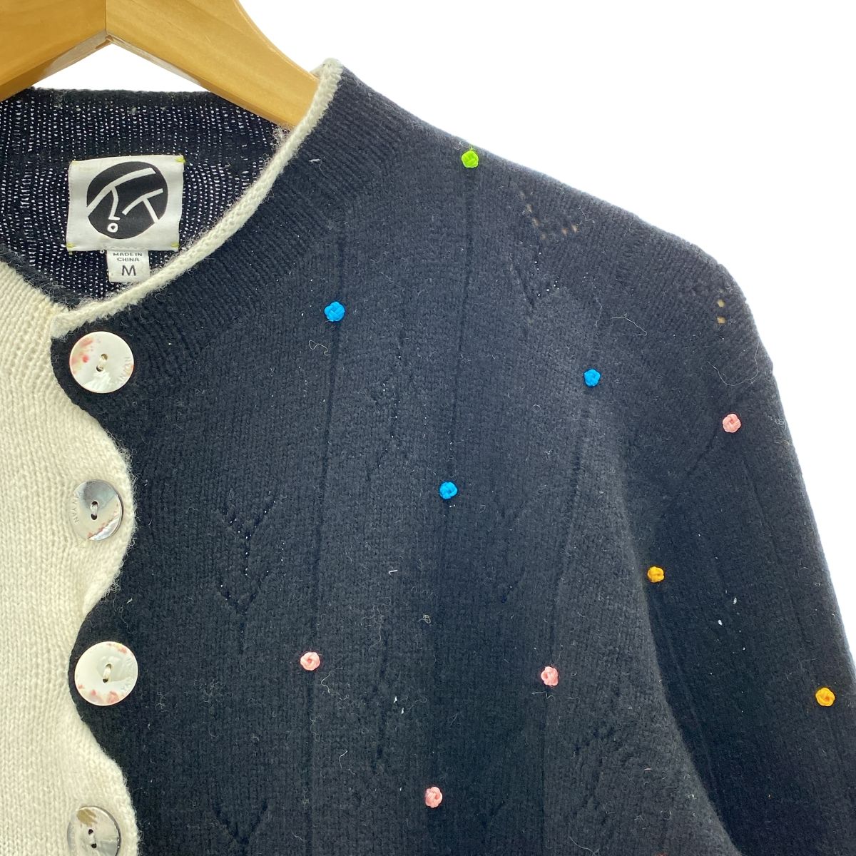 YanYan / ヤンヤン | ROSIE XL SLV CARDIGAN ニット カーディガン | ブラック/ホワイト | レディース YanYan / ヤンヤン | ROSIE XL SLV CARDIGAN ニット カーディガン