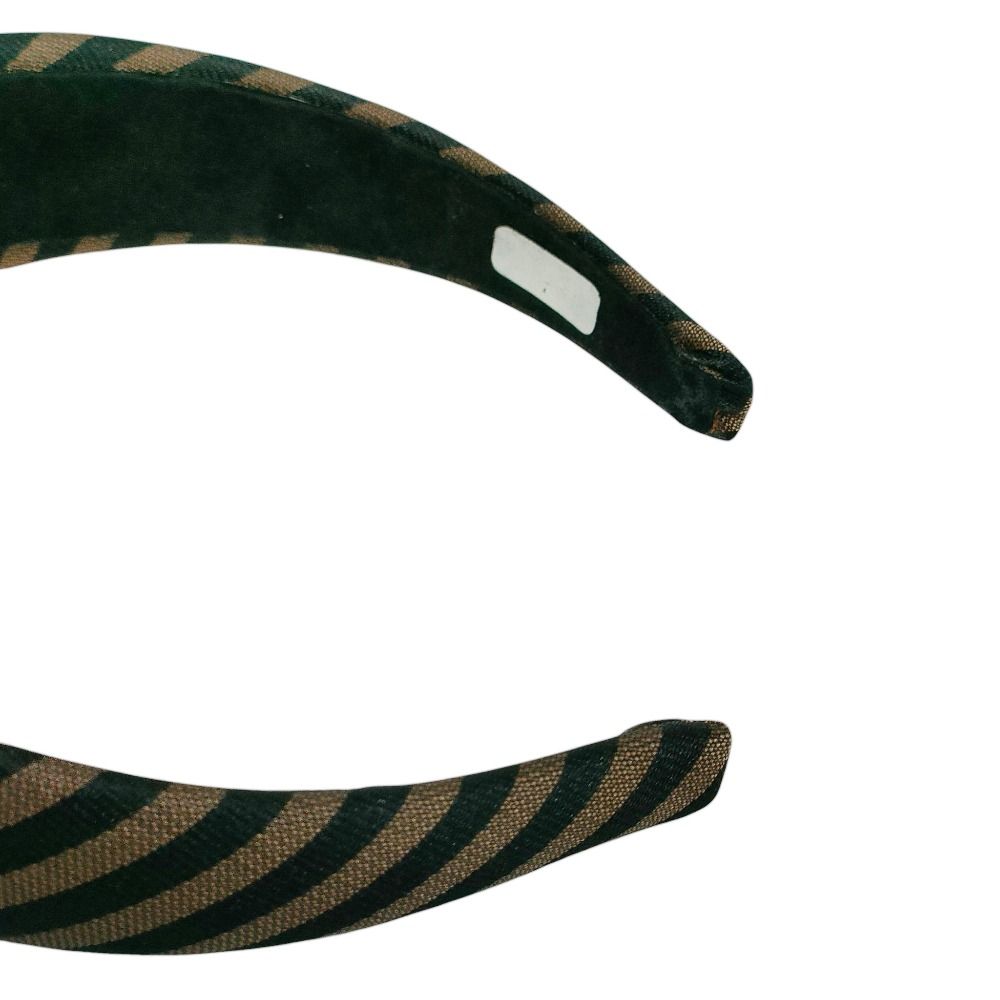 美品 FENDI フェンディ ペカン ストライプ柄 カチューシャ ヘア