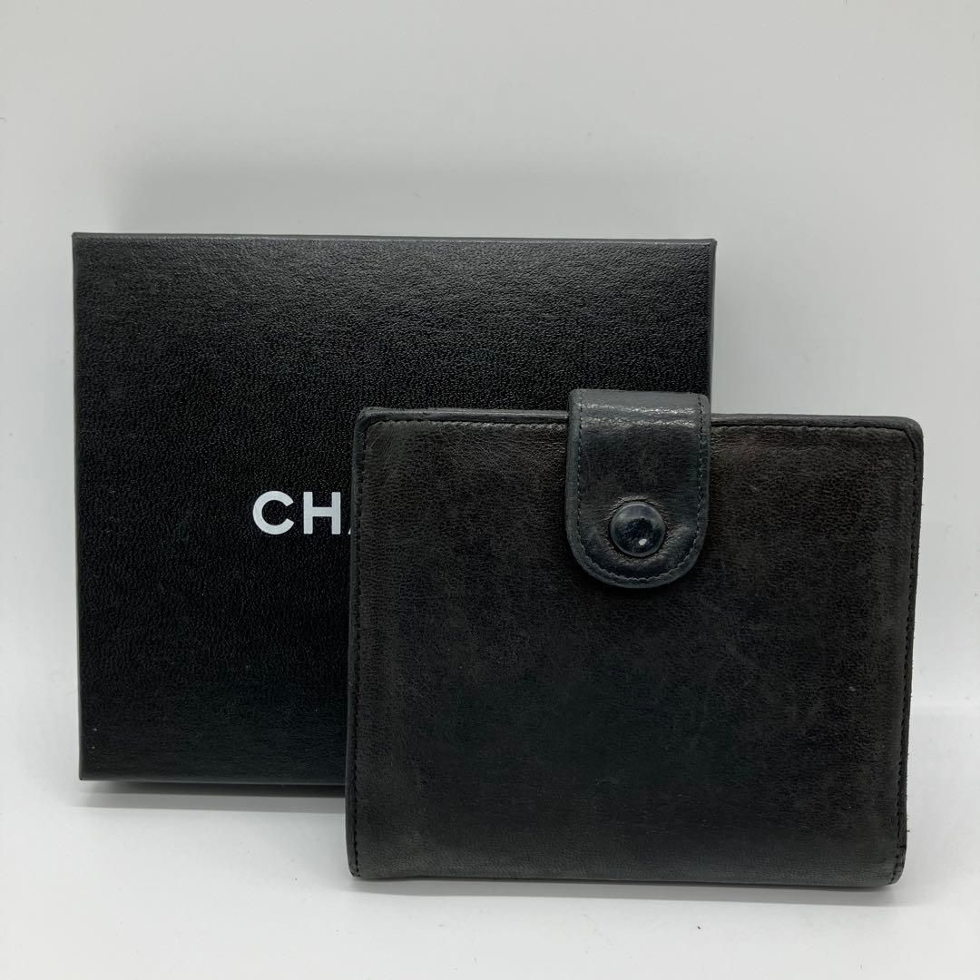 美品⭐️CHANELラムスキン 二つ折り財布 ギャランティーカ—ド.箱付き