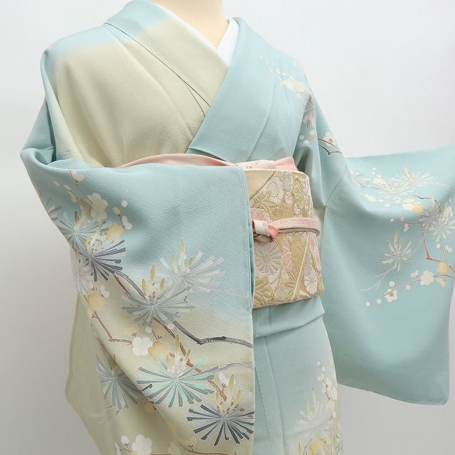 ✾まめ藤✾m2381＊美品未着用 正絹 仕付け糸付き 縫い一つ紋 さが美