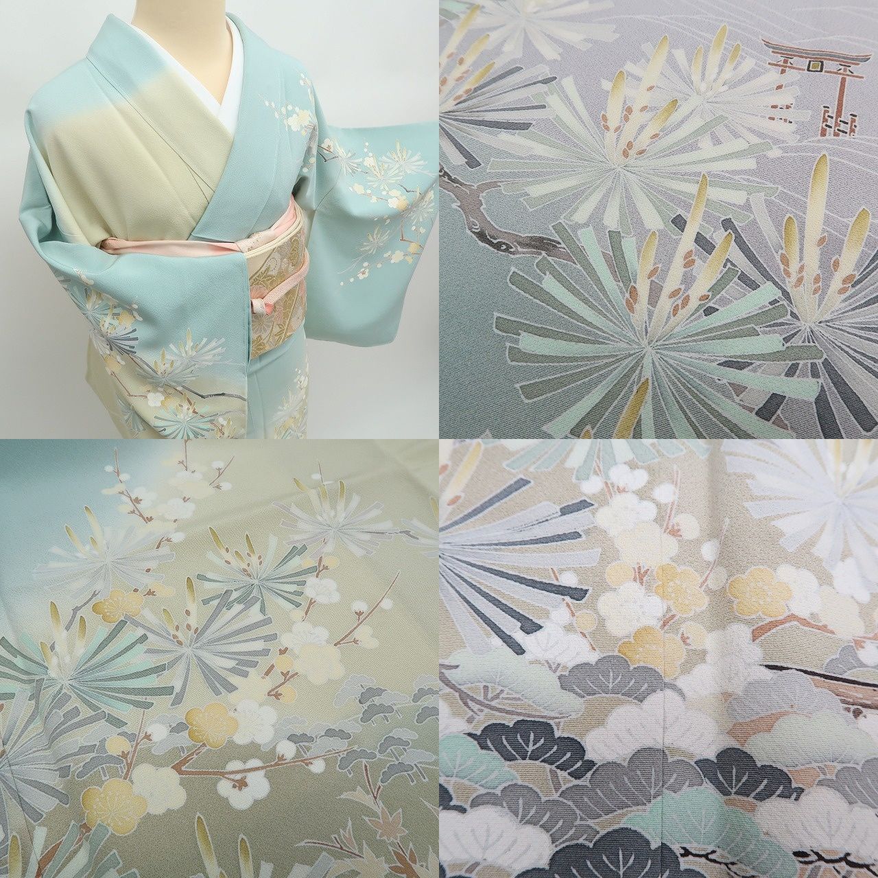 ✾まめ藤✾m2381＊美品未着用 正絹 仕付け糸付き 縫い一つ紋 さが美