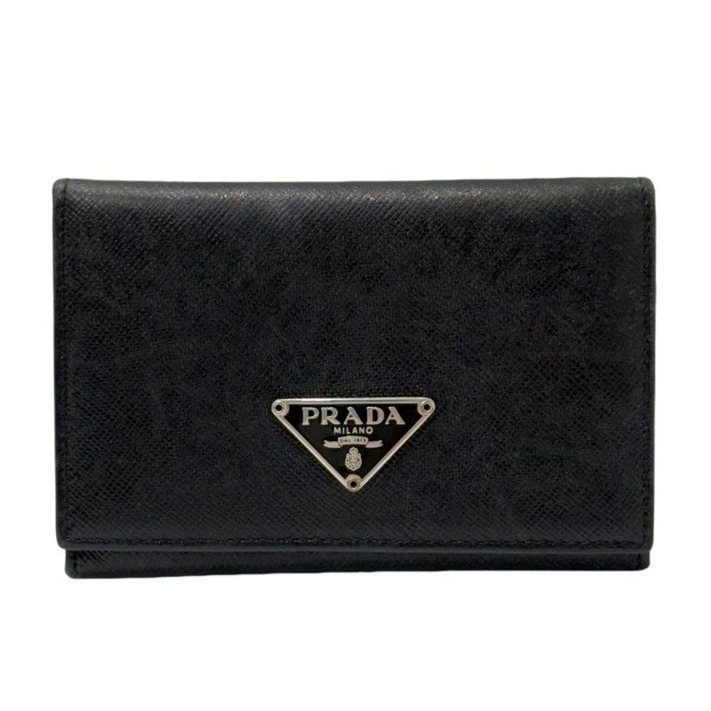 【新品未使用】PRADA 名刺 カードケース 三角ロゴプレート ブラック プラダ カードケース メンズ サフィアーノ トライアングル 三角ロゴ