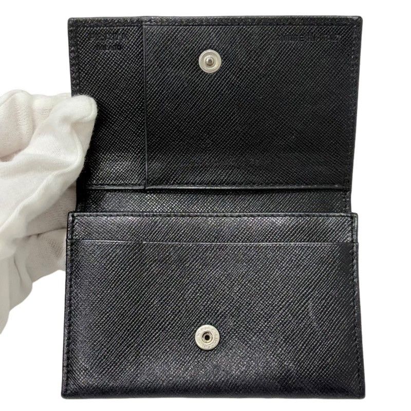 PRADA ブラック サテン 名刺入れ プラダ PRADA カードケース 名刺入れ サフィアーノトライアングルロゴ