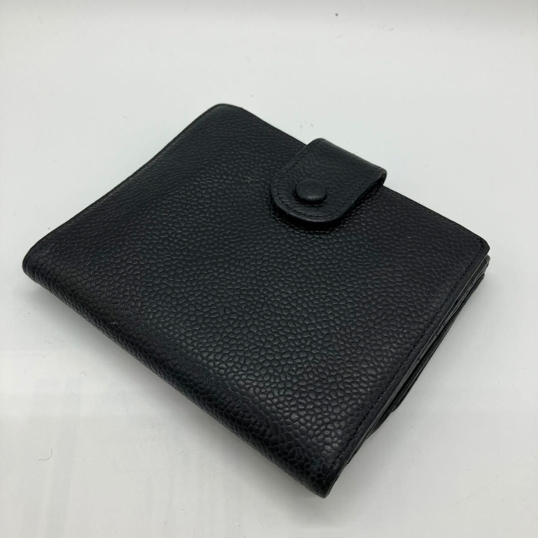 シャネル✨キャビアスキンココマ-ク 黒レザー 三つ折り財布706 - メルカリ