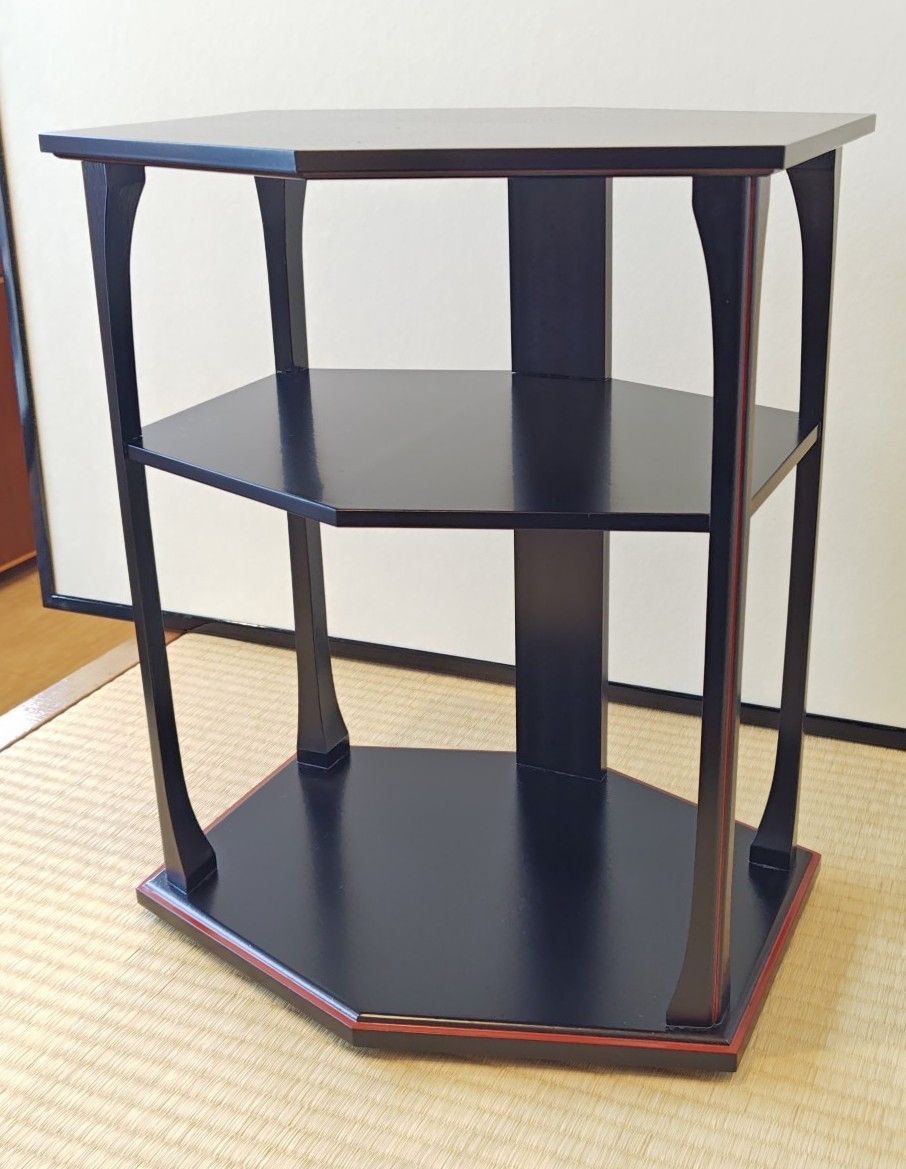 逢絢亭】茶道具 棚物 蓬莱卓 柿合塗 組立ったままの棚物 表千家13代