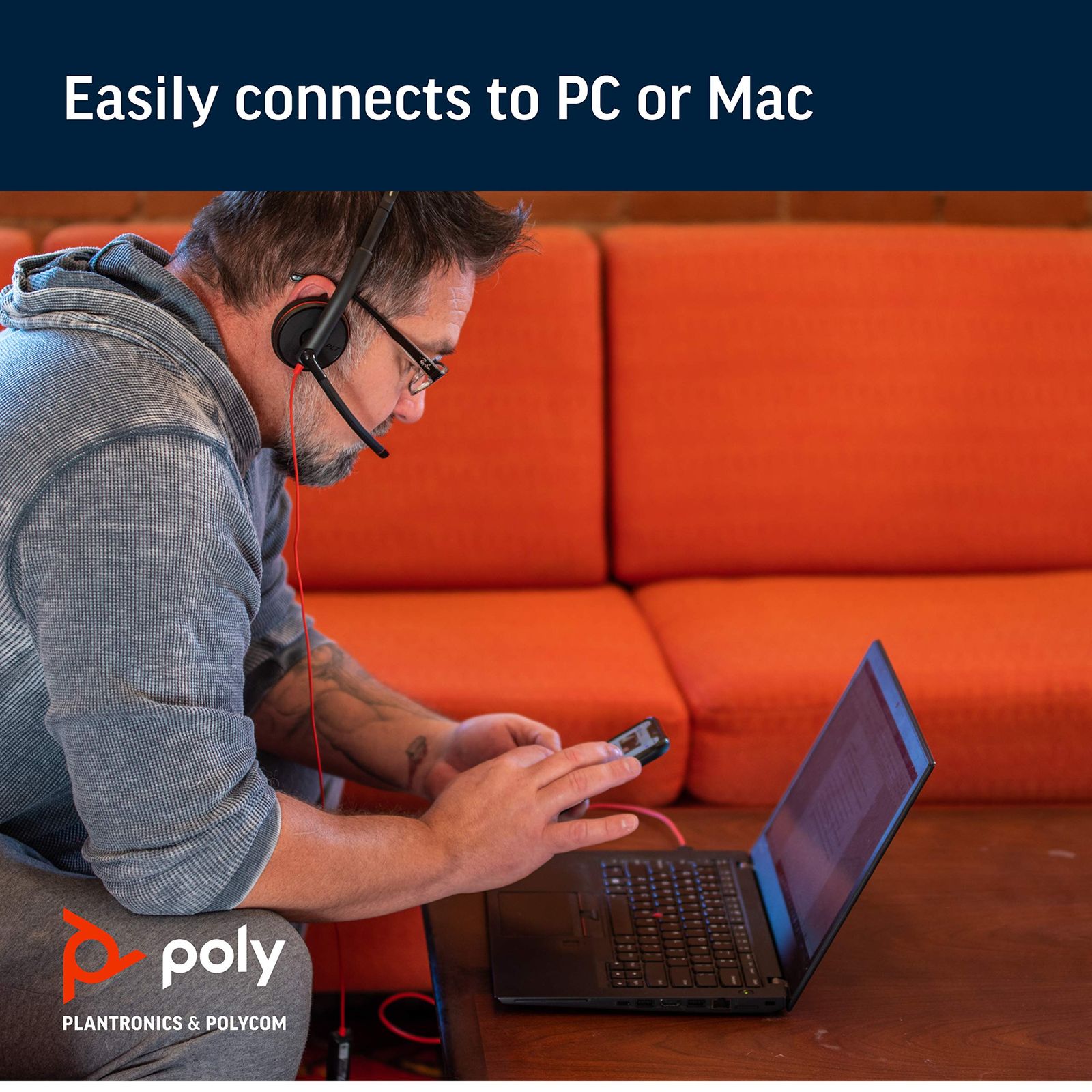 Plantronics ブラックワイアー C3220 ヘッドセット - ステレオ