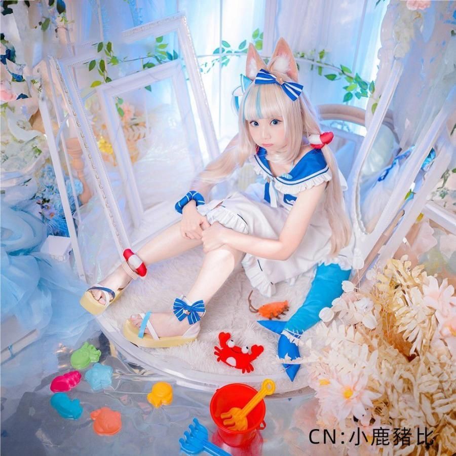 Vtuber 仮想主播 コスプレ服 小鮫シャーク Gura 転生 Sameko Saba アニメ コスプレ 服装 meilu 51209