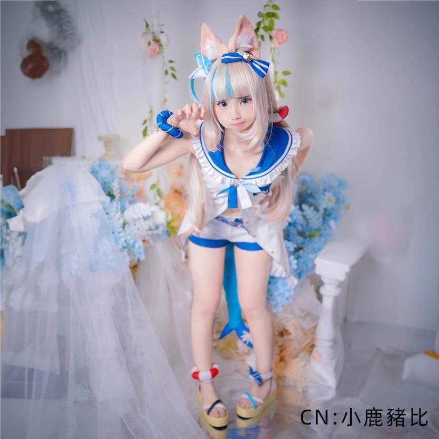 Vtuber 仮想主播 コスプレ服 小鮫シャーク Gura 転生 Sameko Saba アニメ コスプレ 服装 meilu 51204