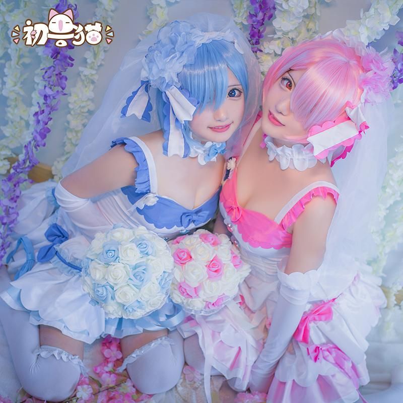 初獣猫 Re ゼロから始める異世界生活 ラム＆レム 花嫁 コスプレ衣装 meilu 51210
