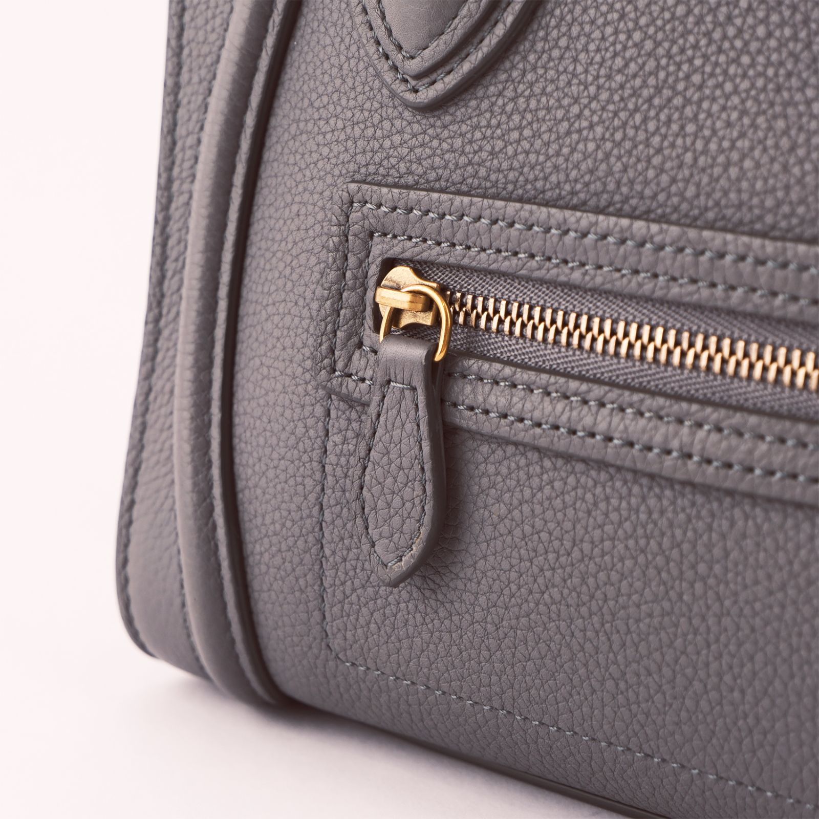 美品✨CELINE ラゲージ ナノ 2way ハンドバッグ グレージュ CELINE セリーヌ ラゲージ ナノ ショッパー グレージュ レザー 2WAY