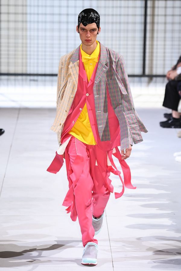 COMME des GARCONS HOMME PLUS 19ss 短冊レイヤードパンツ ピンク M