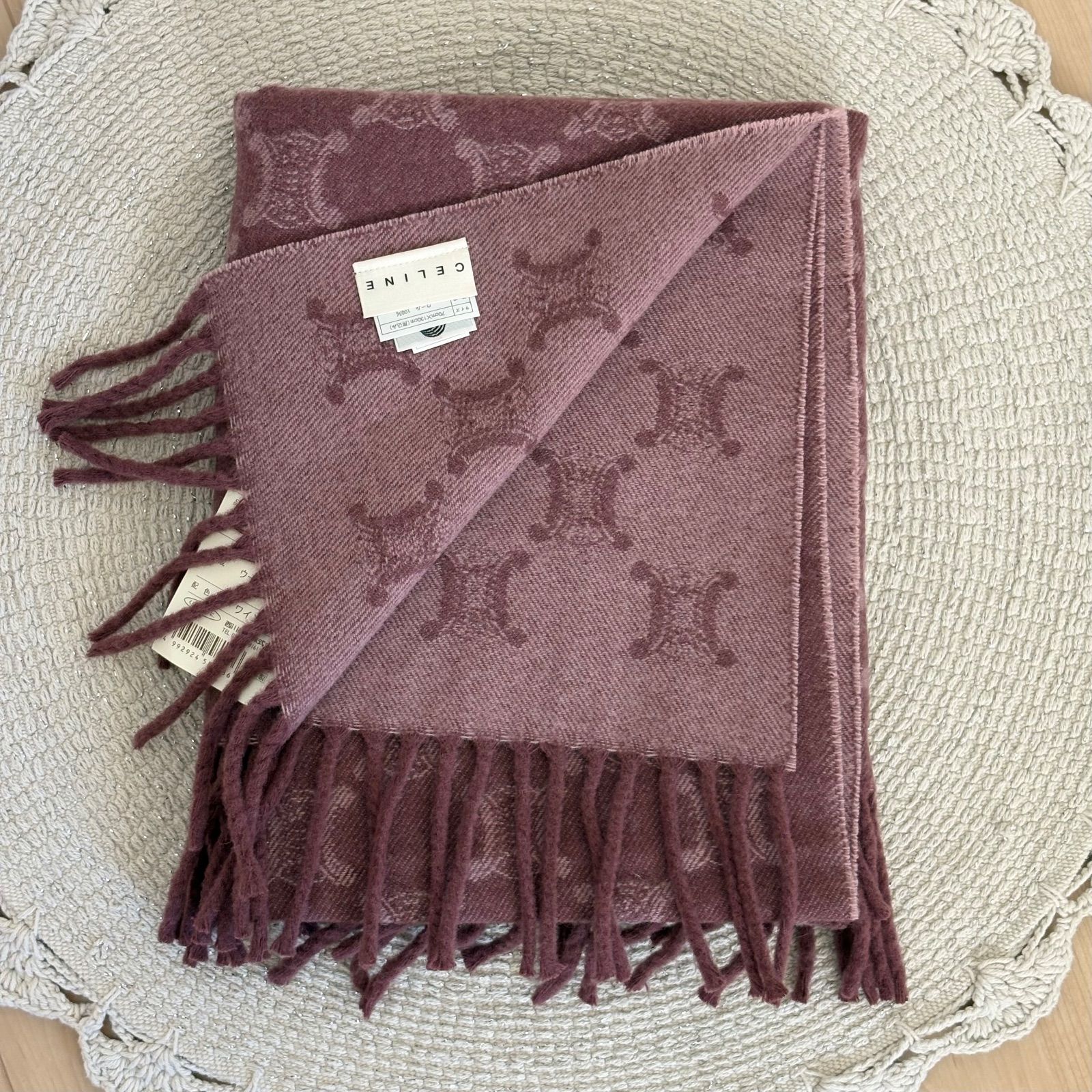 【美品】CELINE★マカダム★ウール100%★大判ひざ掛け★ストール 未使用品】セリーヌ ショール マカダム柄 膝掛け 大判 ストール