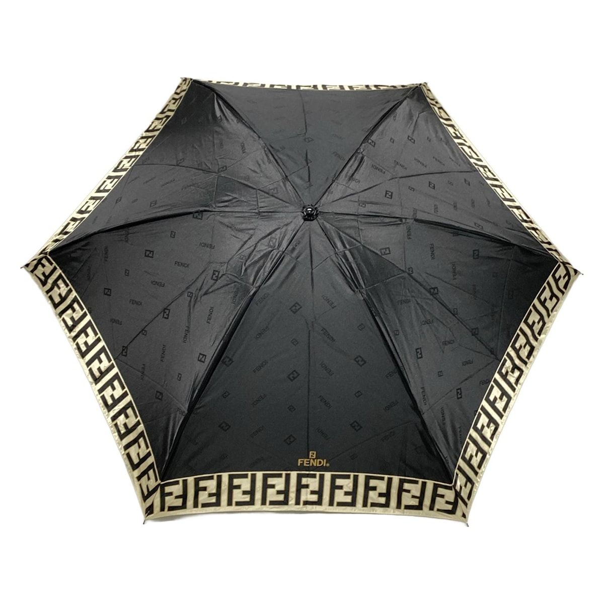 FENDI(フェンディ) 折りたたみ傘 - 黒×アイボリー ズッカ柄 - メルカリ