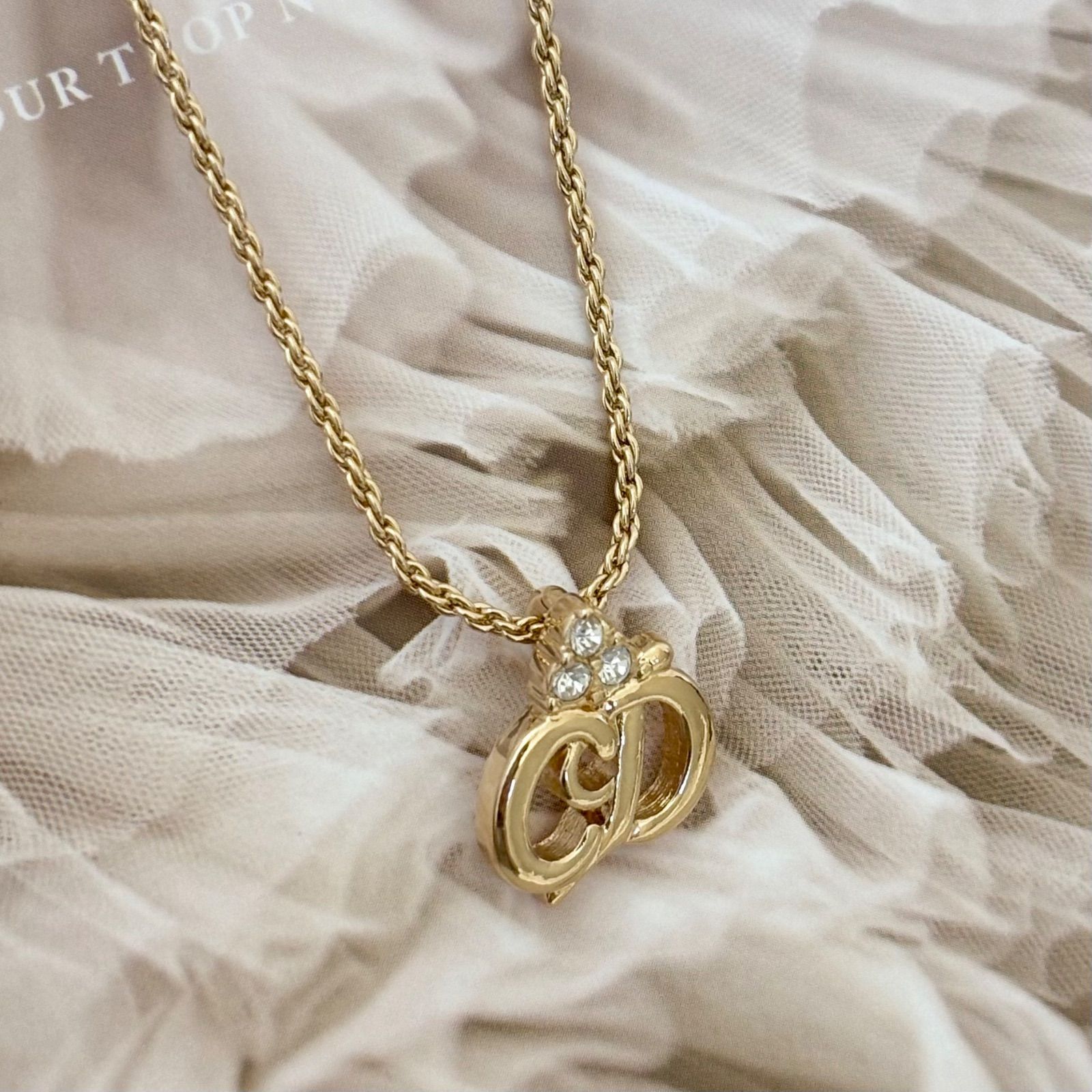 箱付き】【美品】クリスチャンディオール ネックレス CDロゴ GPメッキ