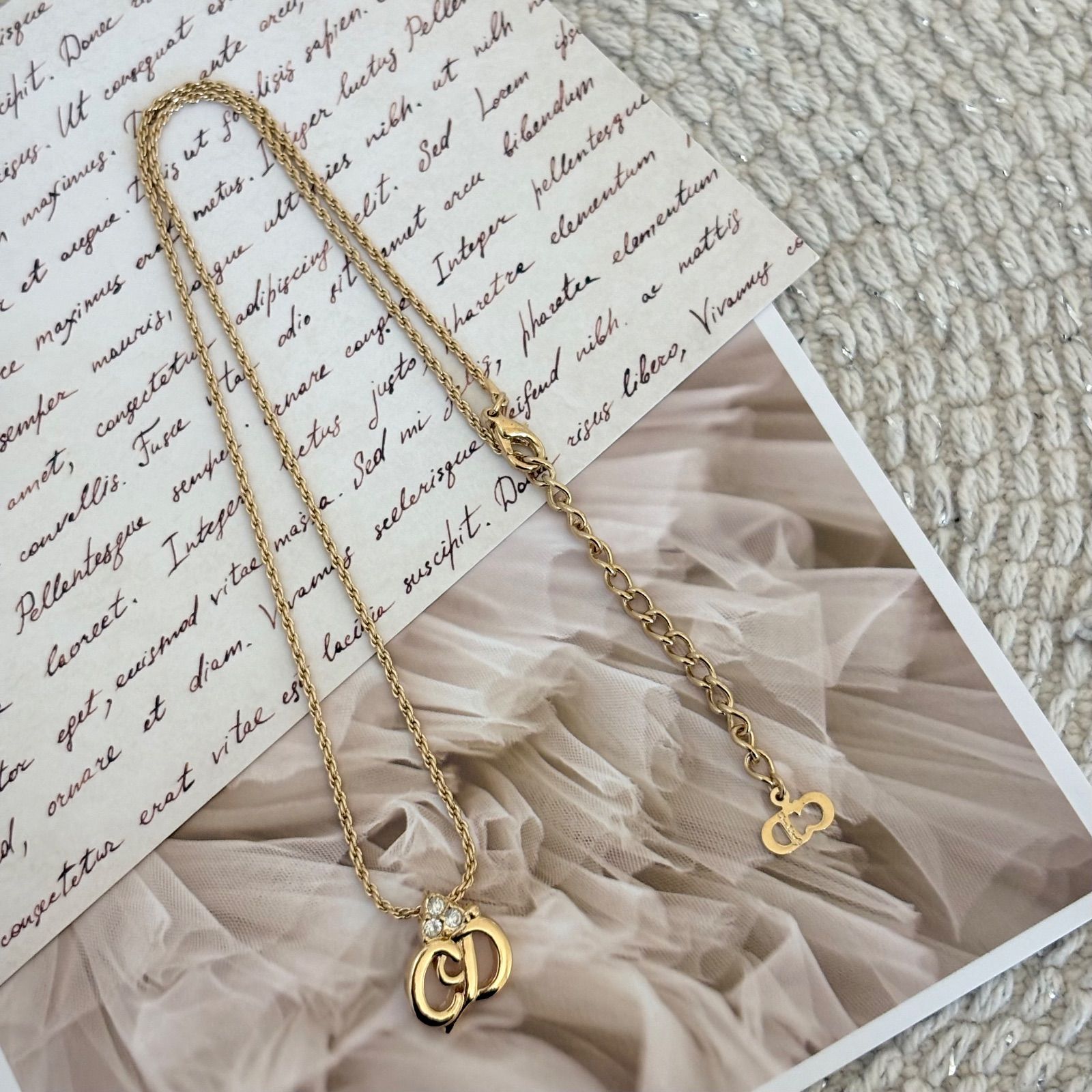 箱付き】【美品】クリスチャンディオール ネックレス CDロゴ GPメッキ