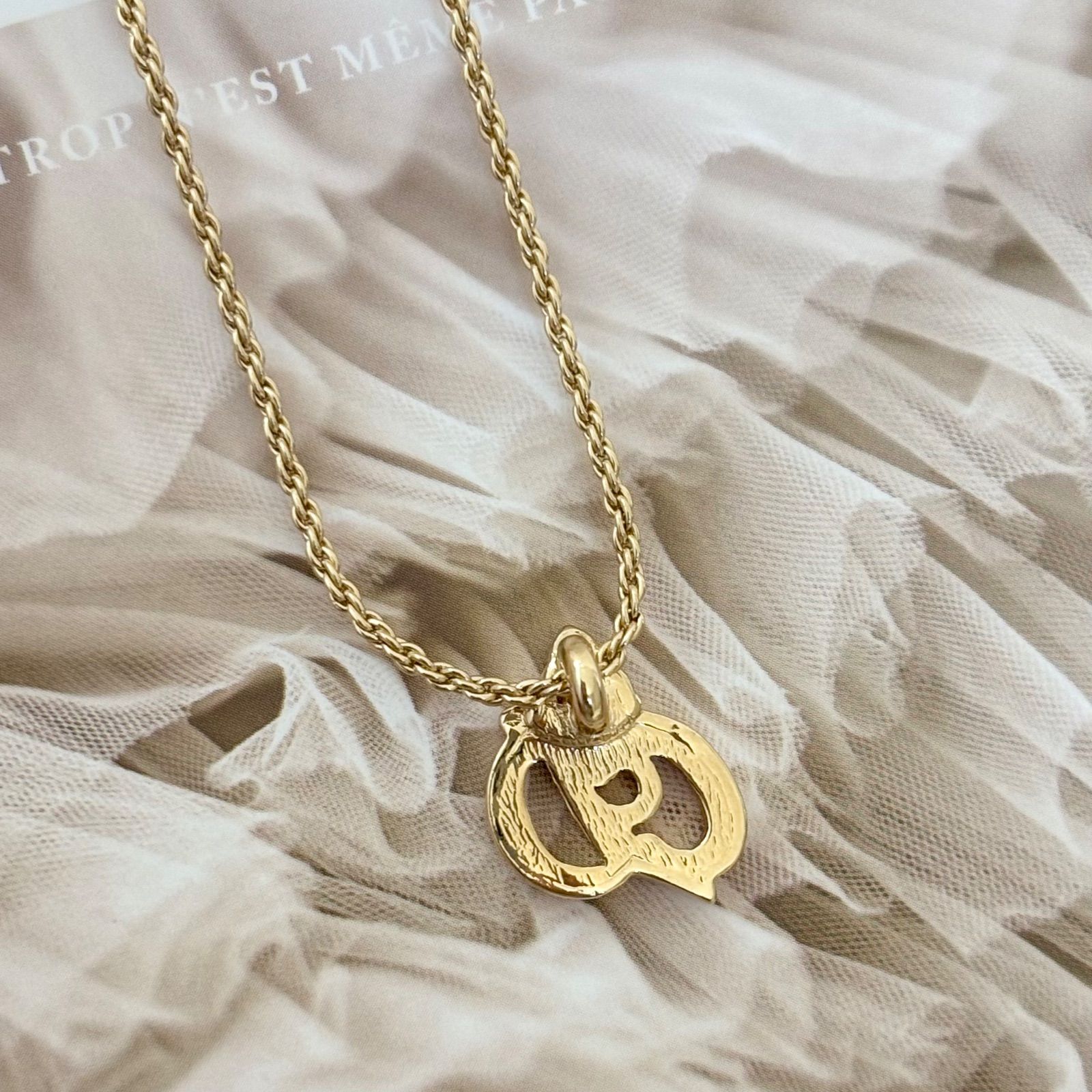 箱付き】【美品】クリスチャンディオール ネックレス CDロゴ GPメッキ