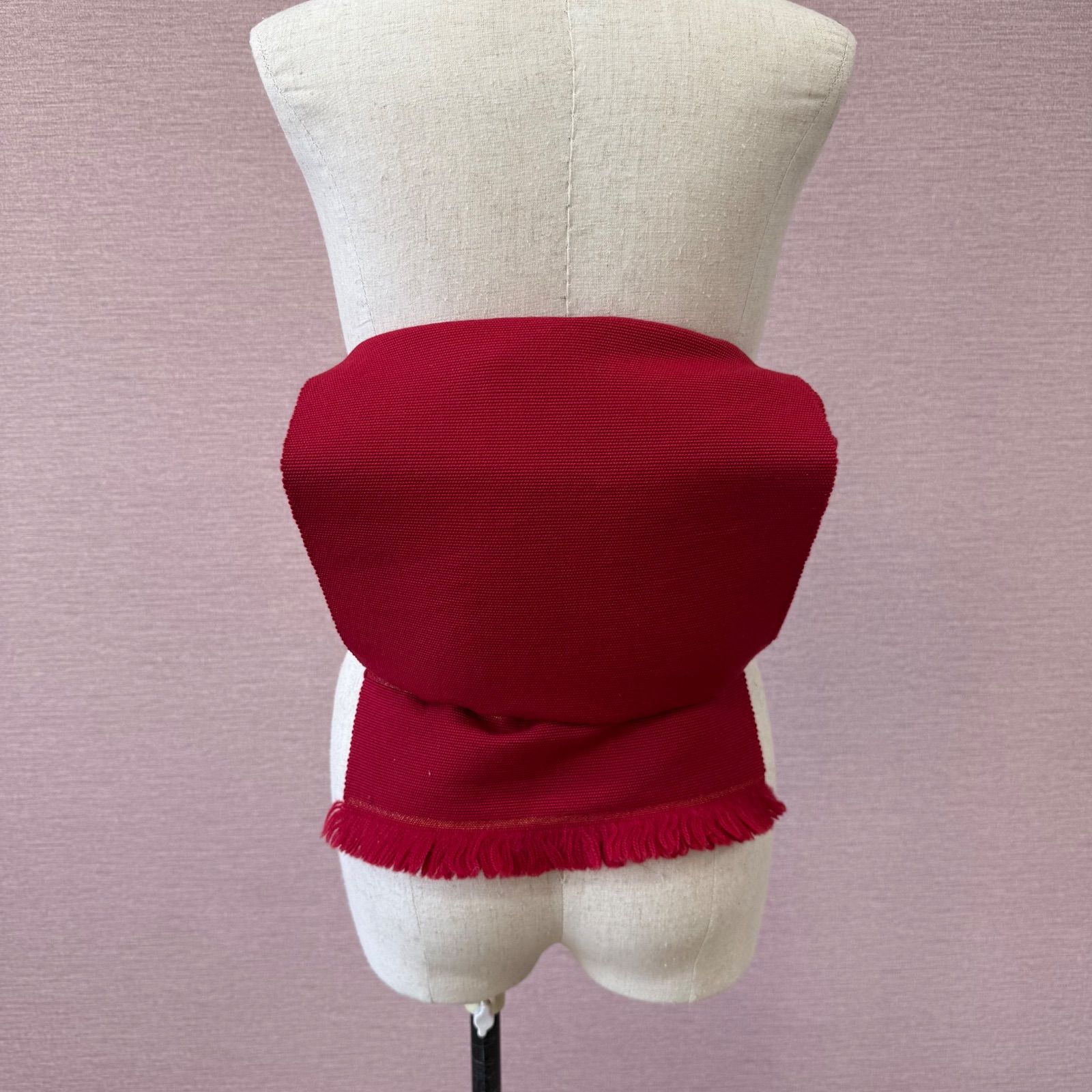 名古屋帯 帯 八寸 着物 無地 赤 織り リサイクル着物 n-820 - メルカリ