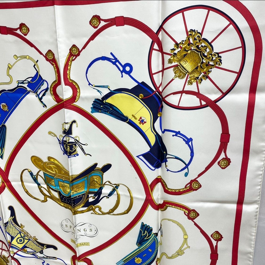 エルメス カレ90 SPRINGS シルクスカーフ スプリング ダークブルー