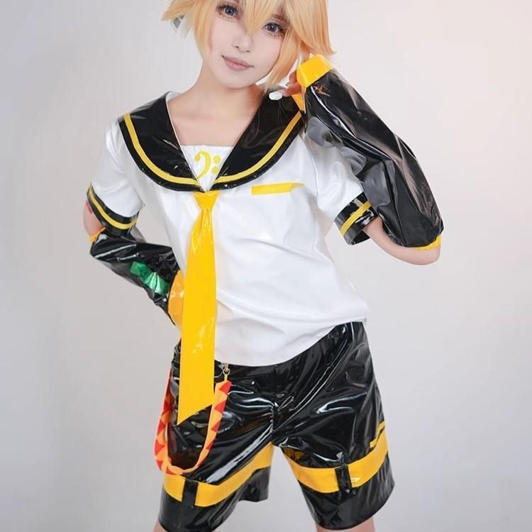 鏡音リン レン コスプレ服 初音ミク 衣装 漆皮 仮 meilu 51209