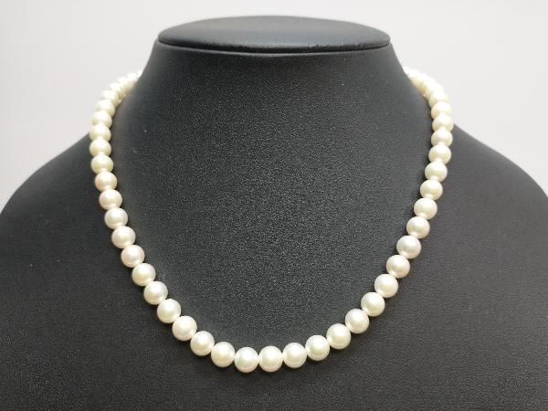 鑑別書付き 真珠 ネックレス 7mm珠 43cm 29.7g パール 留め具SILVER