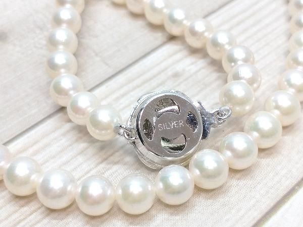 パール ネックレス 留め具シルバー 鑑別書付き 鑑別書付き 真珠 ネックレス 7mm珠 43cm 29.7g パール 留め具SILVER
