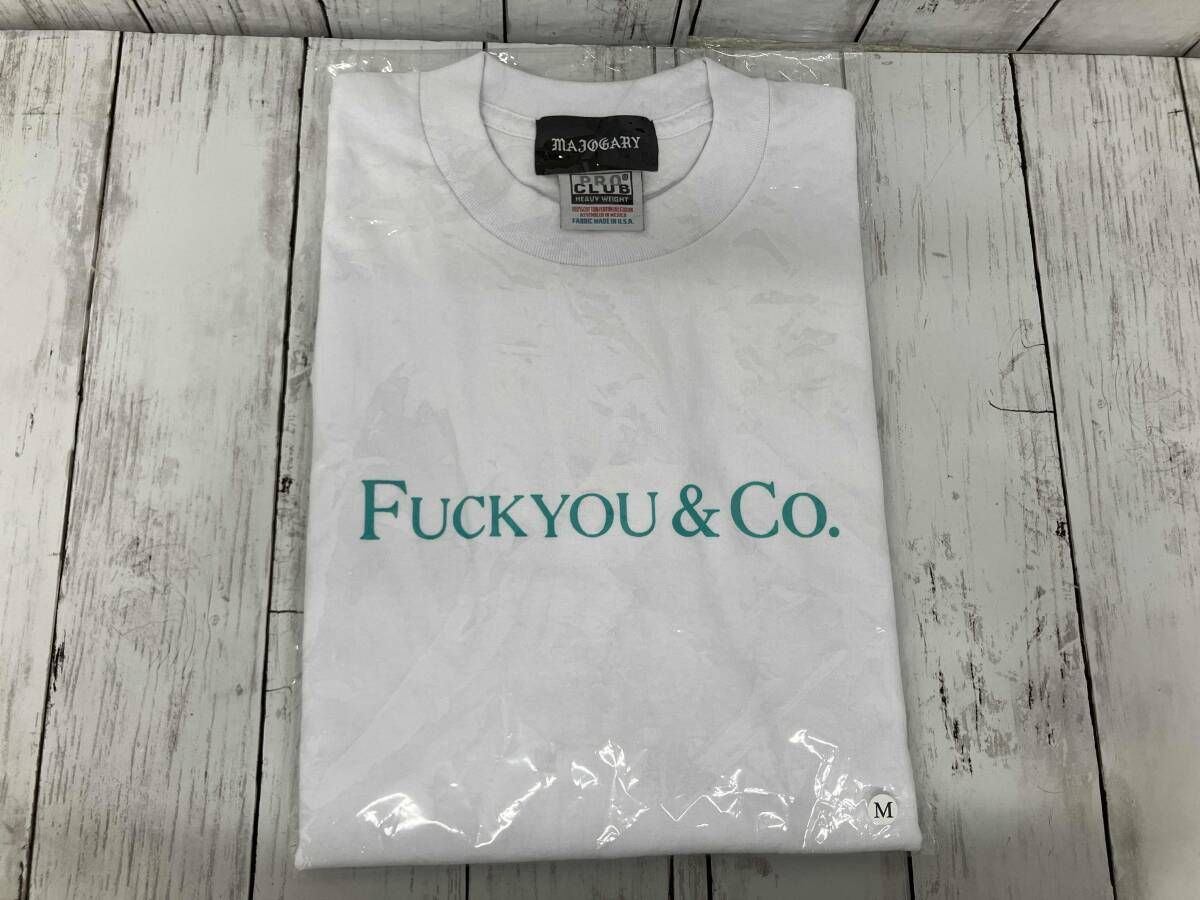 お得，人気 MAJOGARY PRO CLUB／半袖Tシャツ／FUCKYOU＆Co／ホワイト×ライトグリーン／Mサイズ Tシャツ