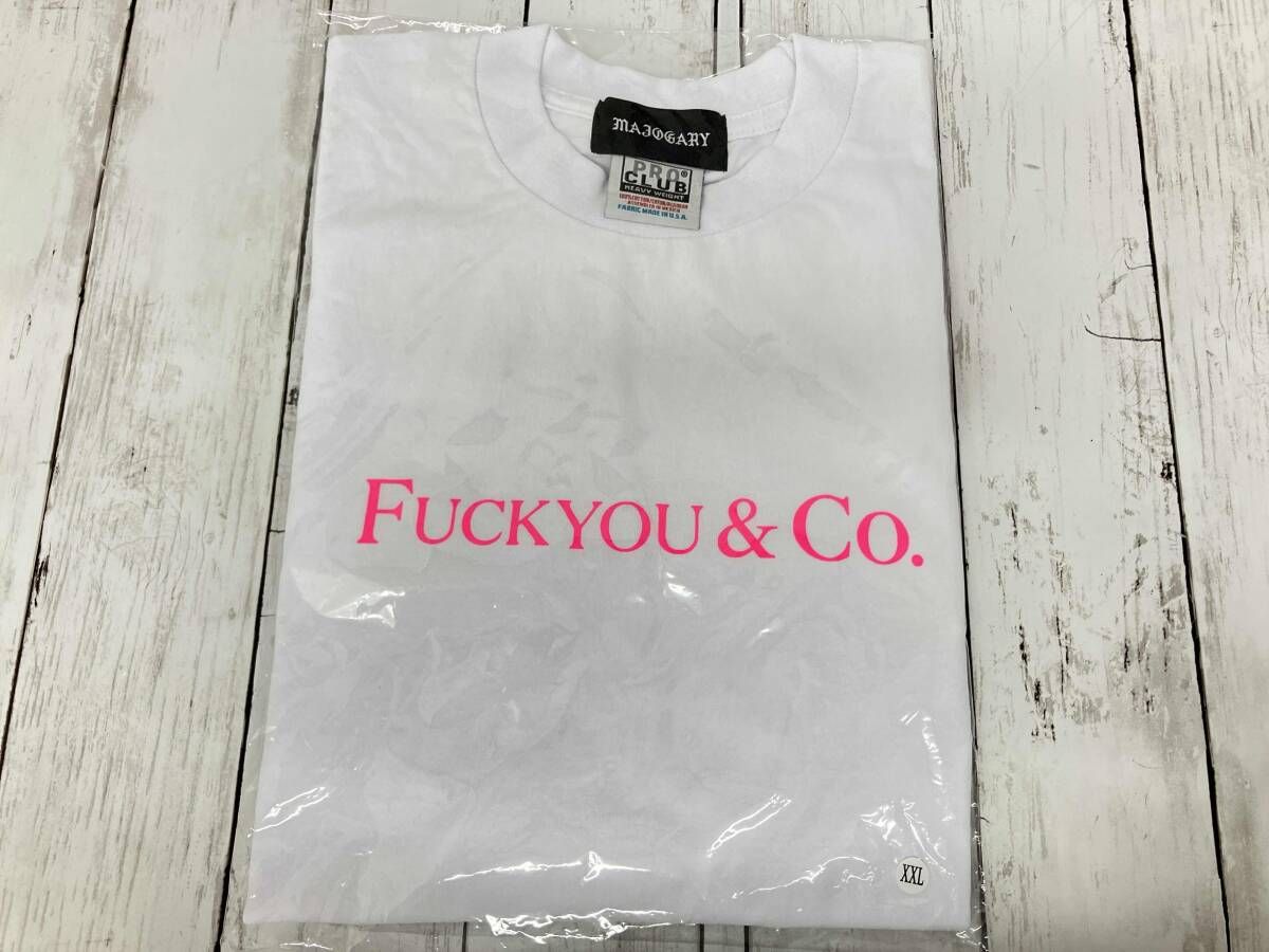 MAJOGARY PRO CLUB／半袖Tシャツ ／FUCKYOU＆Co／ホワイト×ピンク／XXL 