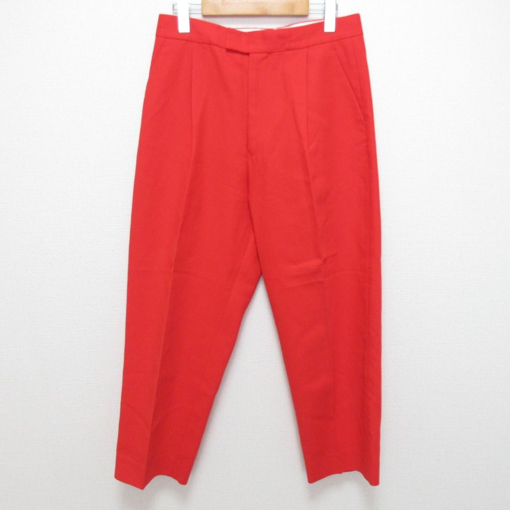Drawerきれいな朱赤 ウールテーパードパンツ 34 ドゥロワー レッド 美品 Drawer ドゥロワー センターステッチコットンタックパンツ テーパード