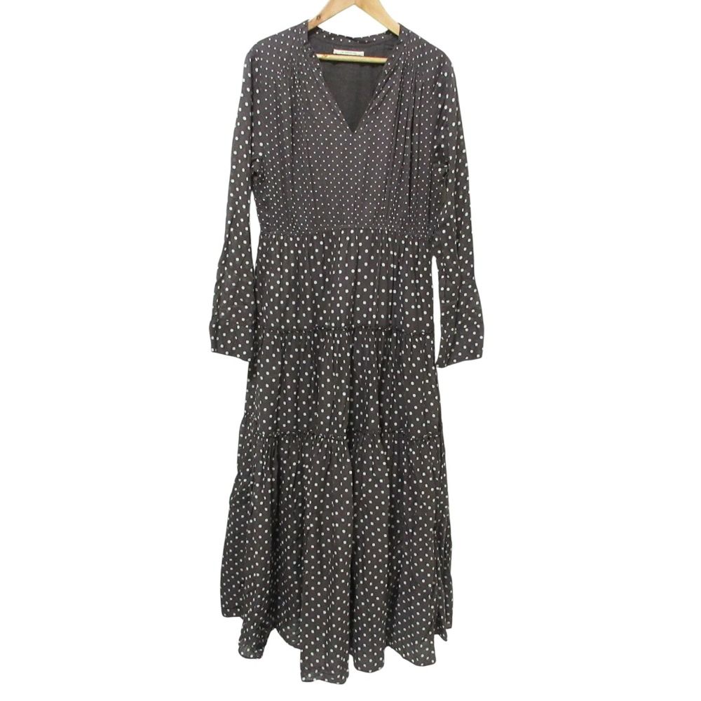 美品 NE QUITTEZ PAS ヌキテパ Vネック ドット柄 長袖 ロング ギャザー