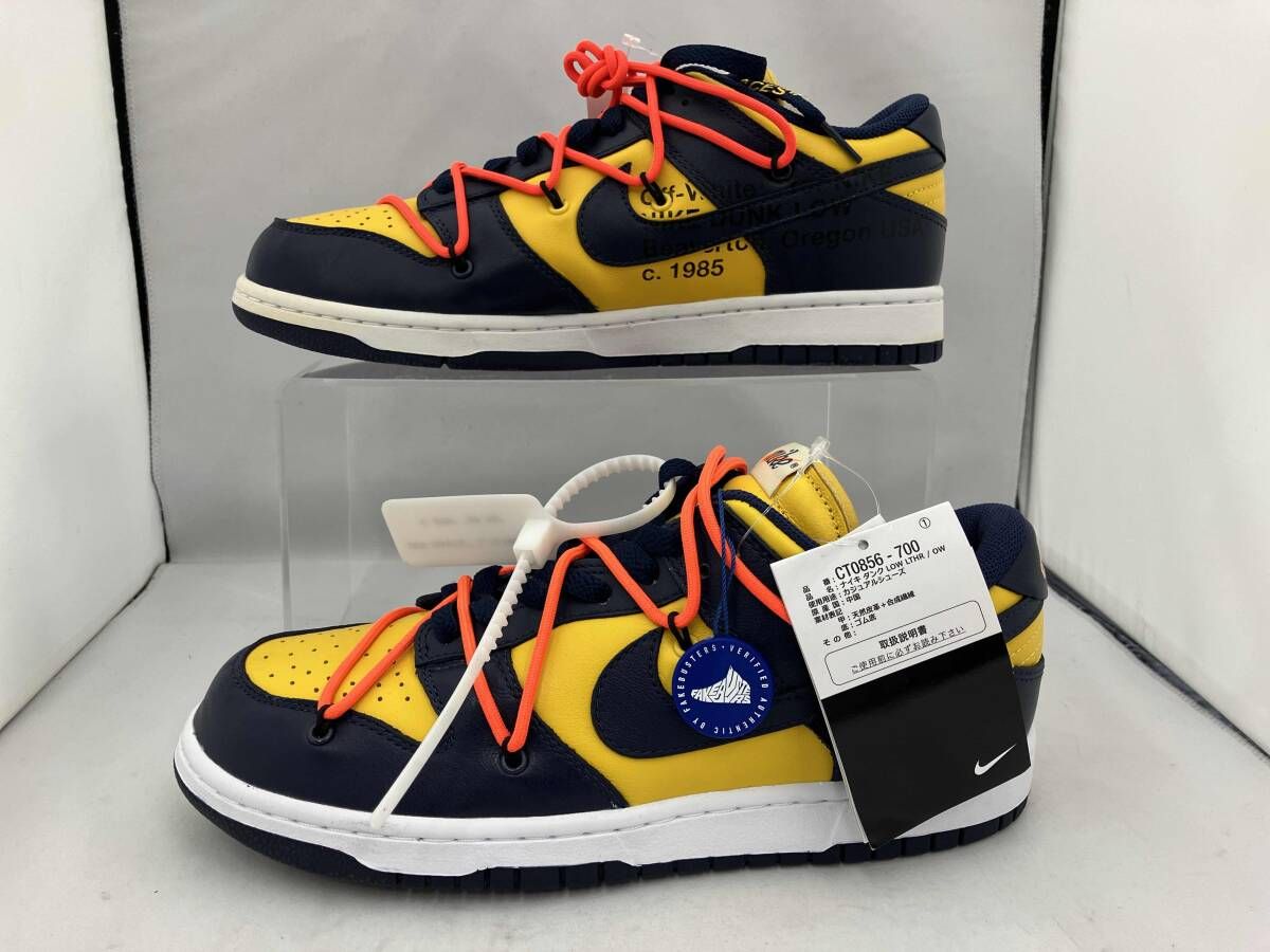 Off-White × NIKE DUNK LOW LTHR / OW University Gold Midnight Navy 
