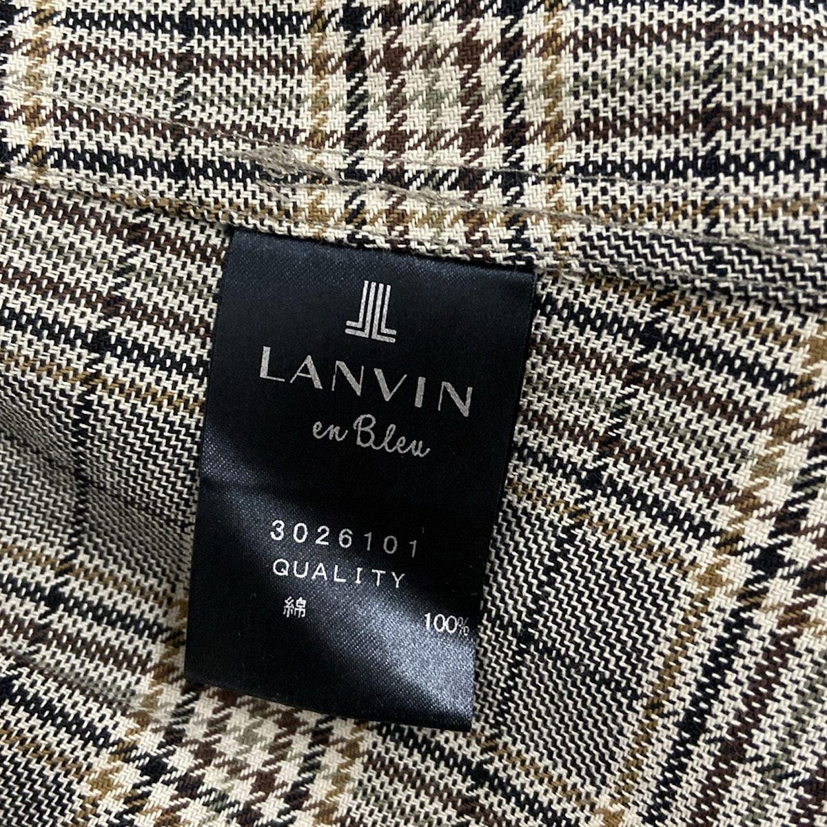 ランバンオンブルー コート サイズ38 M レディース美品 - グレー×ブラウン×マルチ 長袖/チェック柄/ロング丈/リボン/秋/冬