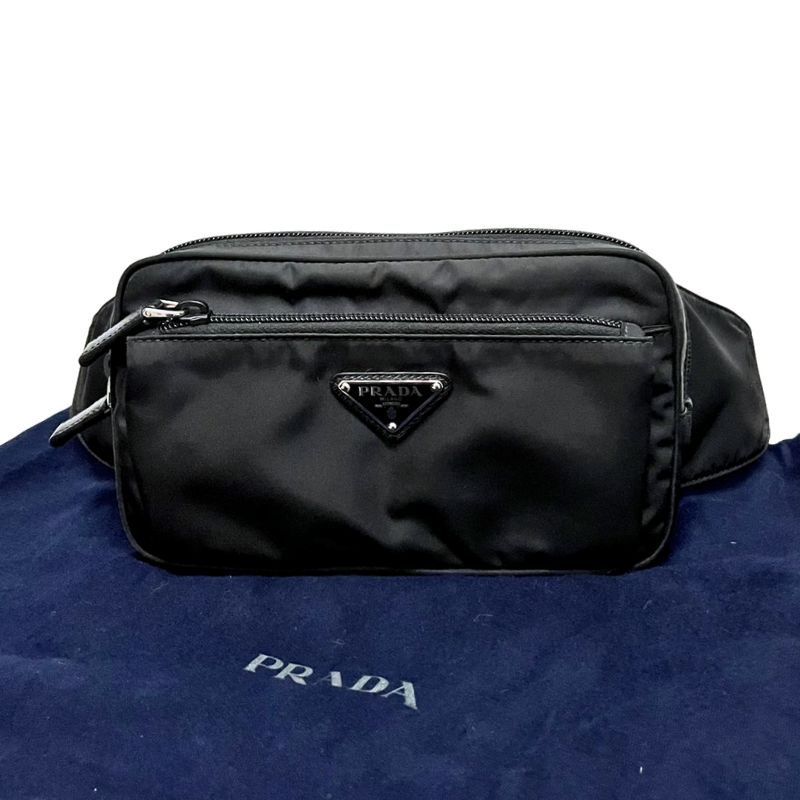 PRADA ブラック レザーベルト Black/baltic Blue Reversible Saffiano Leather Belt | PRADA