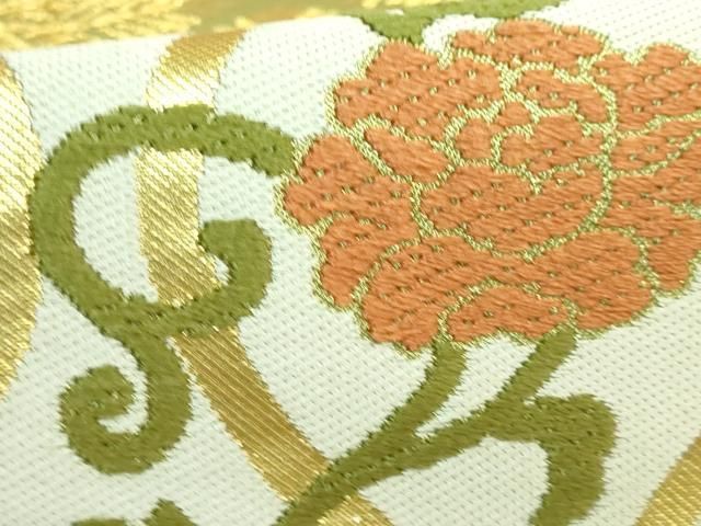 503my2◇上質な輝き 川島織物 プラチナ 銀通し 金糸 唐草 六通 袋帯◇ 503my2◇上質な輝き 川島織物 プラチナ 銀通し 金糸 唐草 六通 袋帯◇