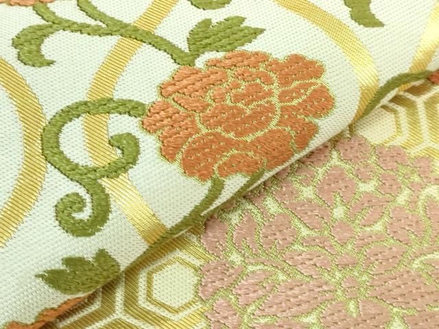 平和屋着物□極上 西陣 川島織物 六通柄 本袋帯 唐織 花唐草 金糸 逸品