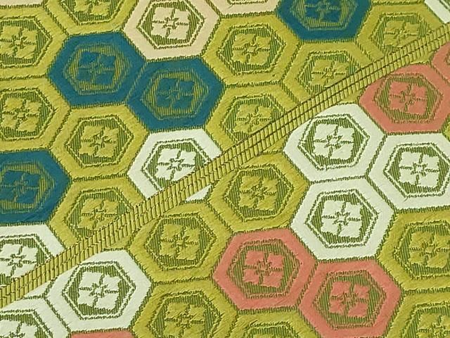 平和屋着物■極上　俵屋　人間国宝　喜多川平朗  有職織物　九寸名古屋帯　亀甲文　逸品　DZAB1511kh5 平和屋着物□極上 俵屋 人間国宝 喜多川平朗 有職織物 九寸名古屋