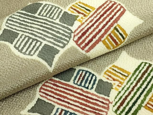 平和屋着物○人間国宝 芹沢圭介一番弟子 下平清人 九寸名古屋帯 生紬