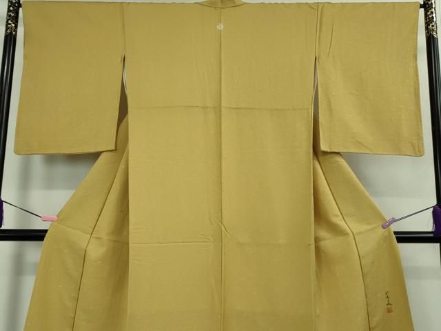 平和屋着物■極上　服飾評論家　市田ひろみ　色無地　草花地紋　芥子色　逸品　DZAB1715kh5 平和屋着物□極上 服飾評論家 市田ひろみ 色無地 草花地紋 芥子色 逸品