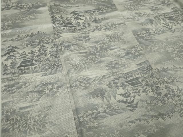 平和屋着物■極上　本場大島紬　白大島　総絣　水車小屋風景　逸品　DZAB1727kh5 平和屋着物□極上 本場大島紬 白大島 総絣 水車小屋風景 逸品