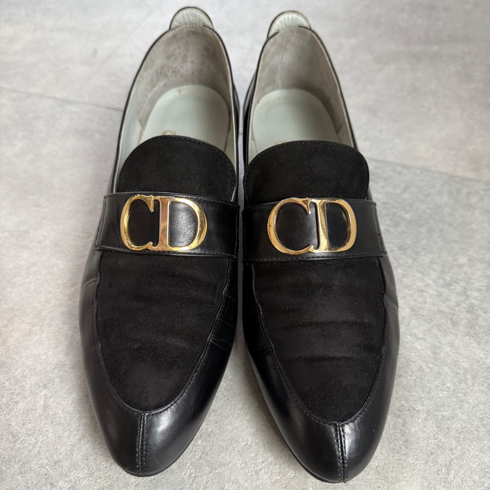 Dior ディオール CDロゴ ローファー レザー　ブラック　39 Christian Dior クリスチャンディオール CDロゴ レザー スエード