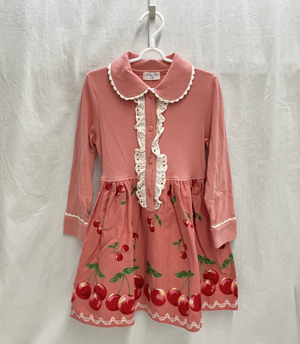 シャーリーテンプル チェリー刺繍ティアードワンピース （ピンク）140 シャーリーテンプル チェリー刺繍ティアードワンピース （ピンク）140