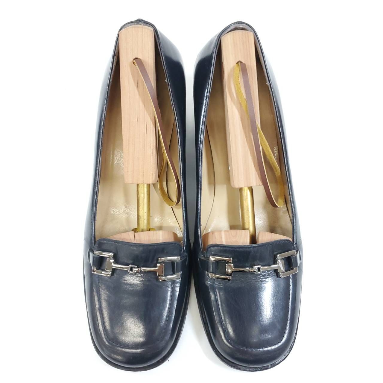 グッチ ビットローファー チャンキーヒール スクエアトゥ 本革 レザー