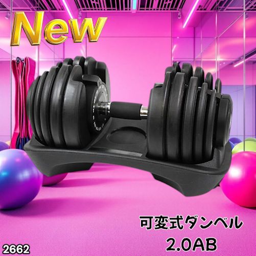 2662 可変式 アジャスタブル ダンベル 24kg 単品 1秒で重量変化 15段階