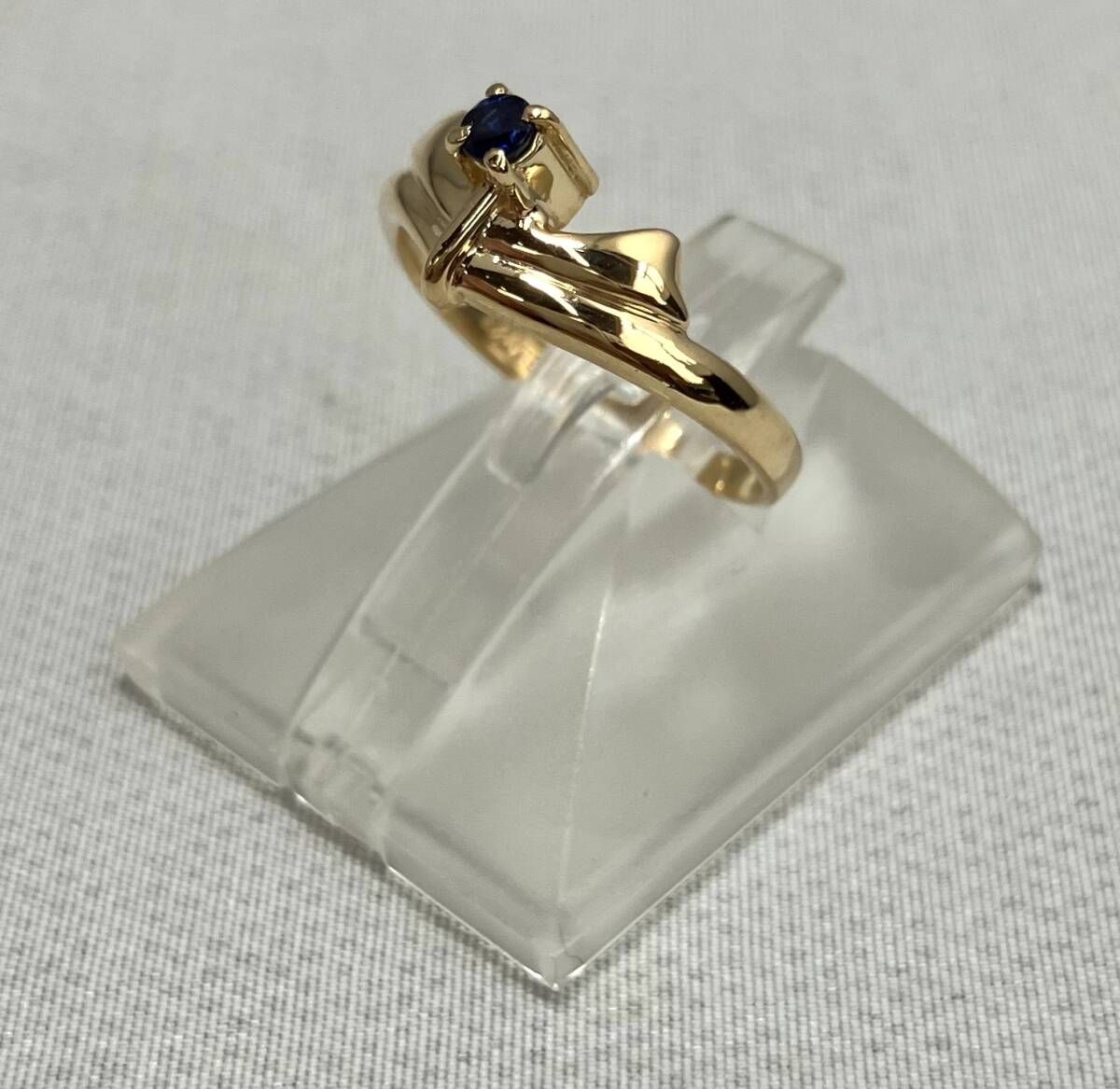 新品仕上済み 鑑別書付き K18 ブルーサファイア リング 10号 2.1g