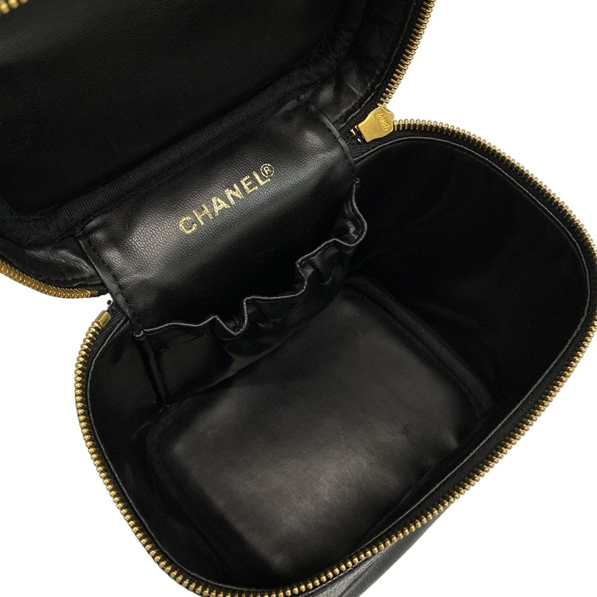 未使用級 GIVENCHY バニティバッグ ゴールド金具 レザー ブラック GIVENCHY GOLD BUTTON DESIGN LEATHER BANITY BAG/オールドジバンシィ