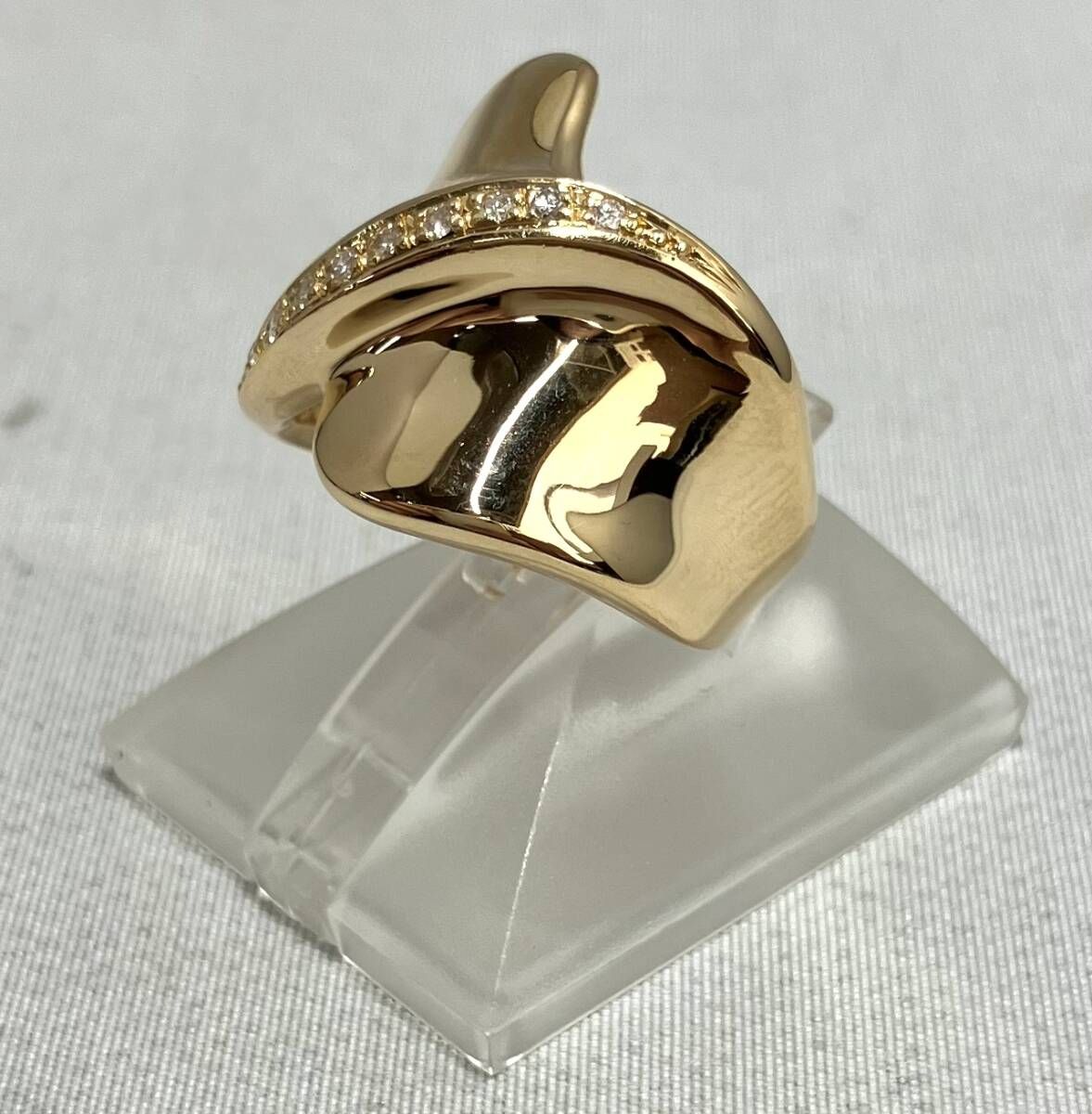 新品仕上済み 鑑別書付き K18 ダイヤモンド 0.10ct リング 12号 6.4g