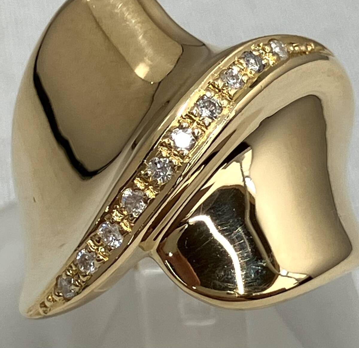 ダイヤ付きK18 指輪　✳️ 鑑別書付き ダイヤモンド リング 16号 K18 鑑別書 0.72ct YG 指輪 逸品質屋 丸高