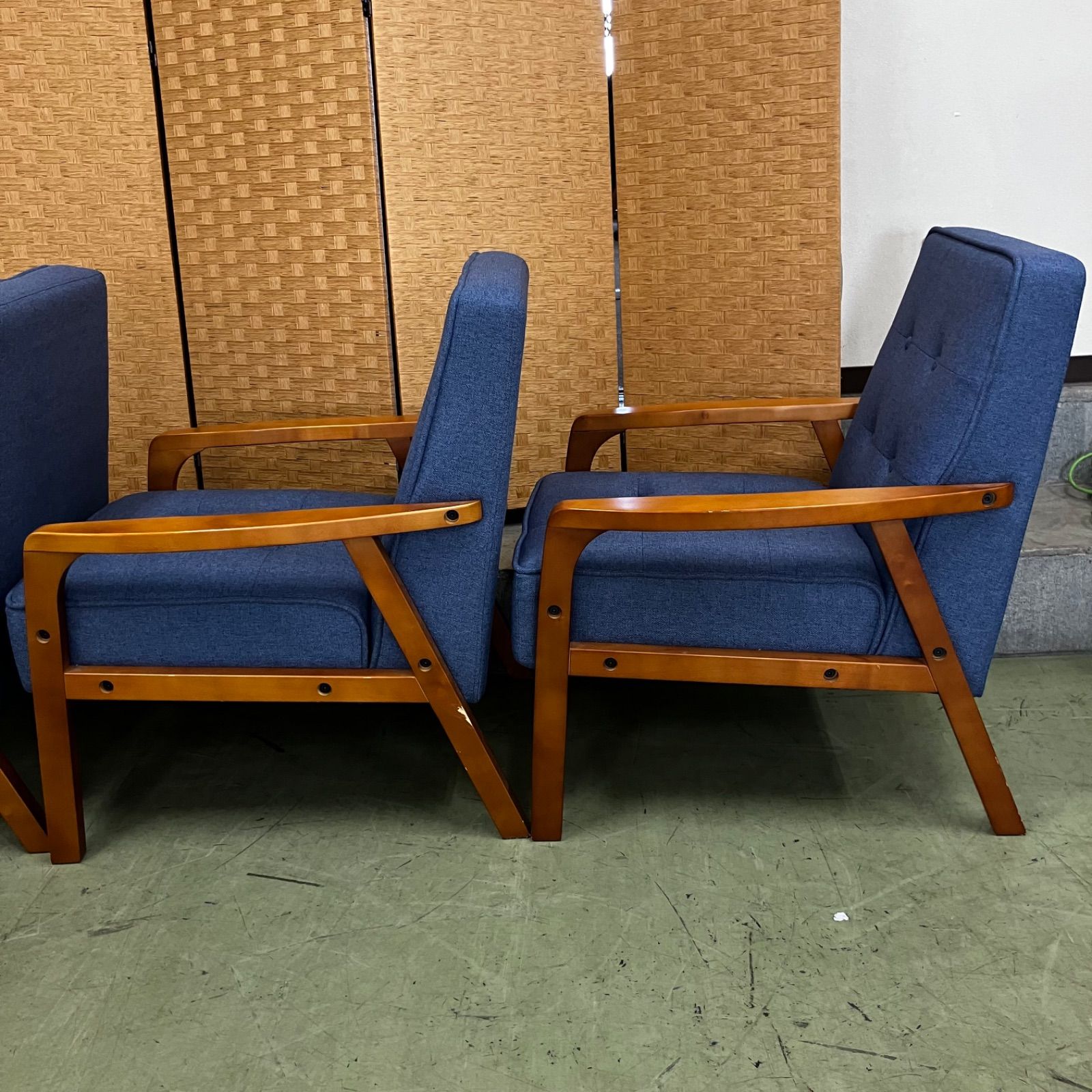 □【値下げ交渉可能】ニトリ 1人がけソファブルー ダイニングチェア